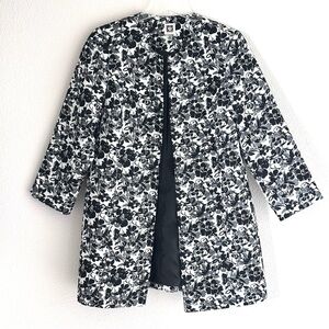 Anne Klein Black and White Floral Long Jacket